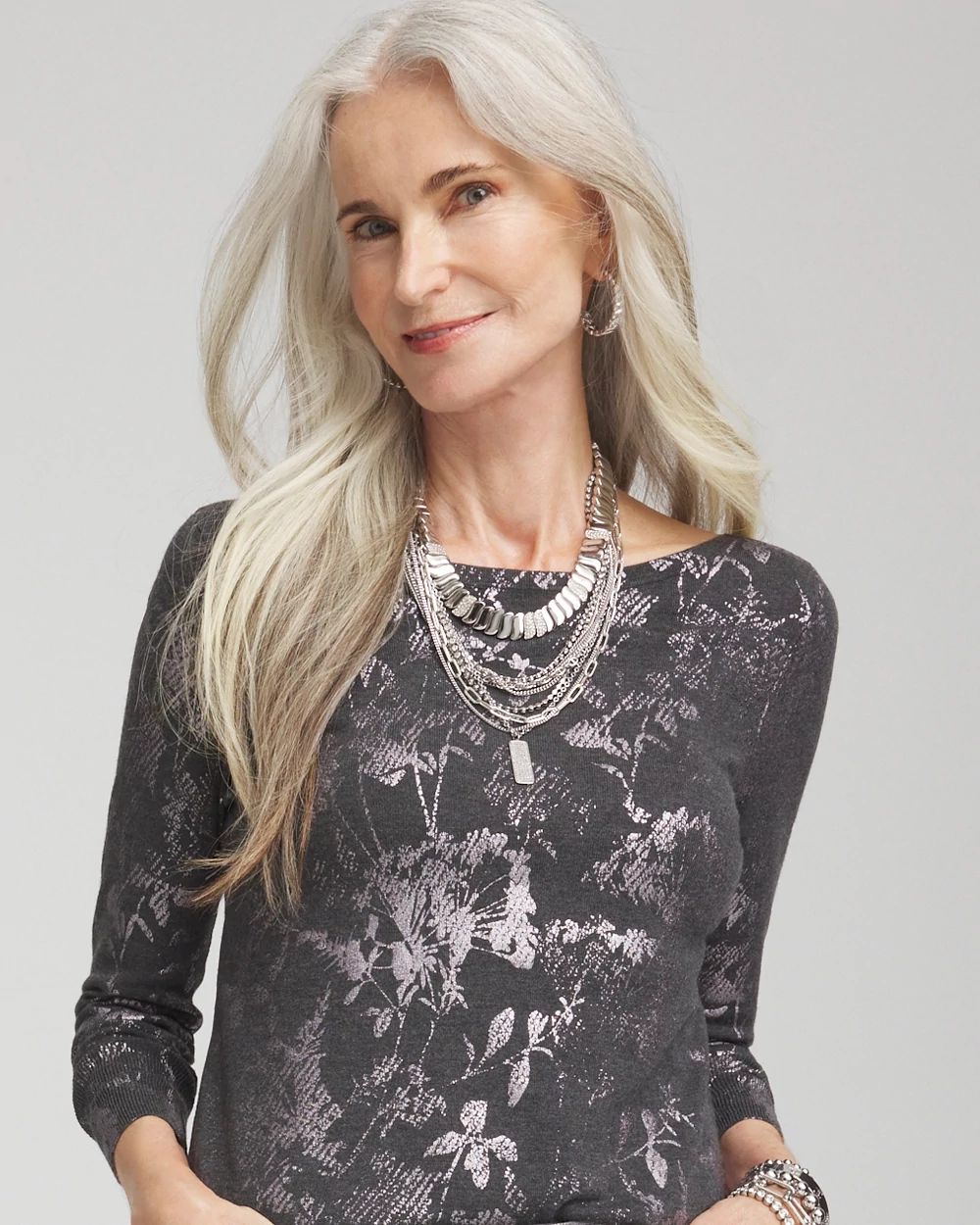 Silver Tone Pave Multistrand Necklace | Chico's